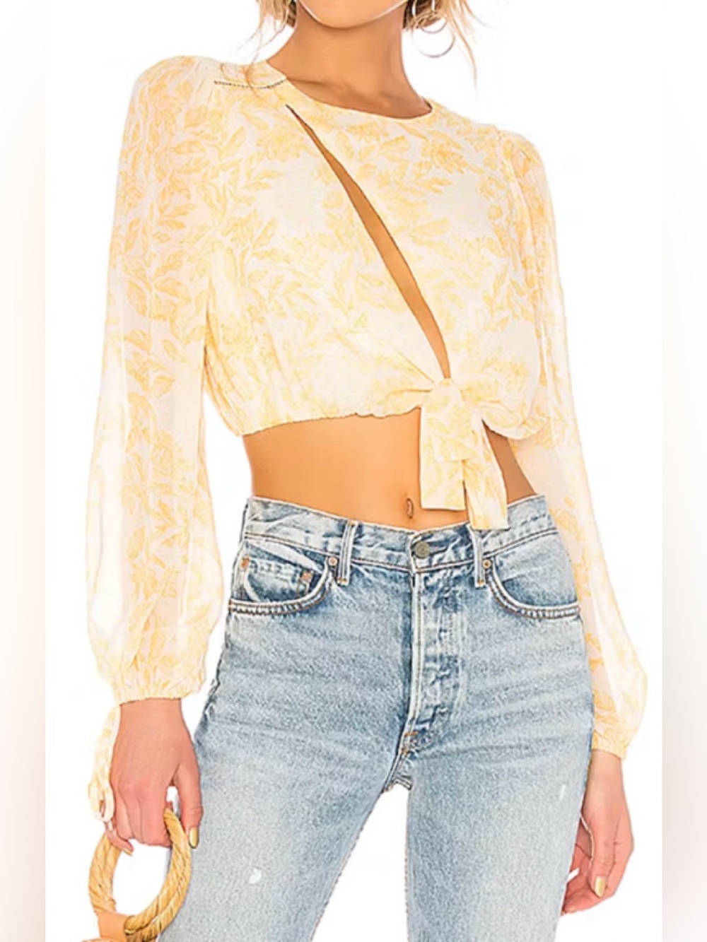 New x Revolve Ali Top - Saffron Floral House of Harlow 1960 Crop Blouse XXS